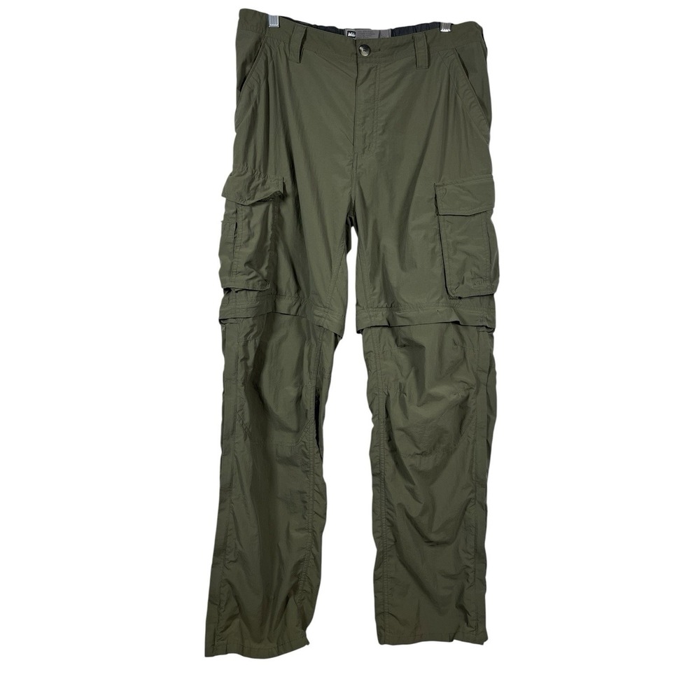 REI Sz L Pants Green Hiking Convertible Zip-Off Shorts Outdoor Quick Dry
